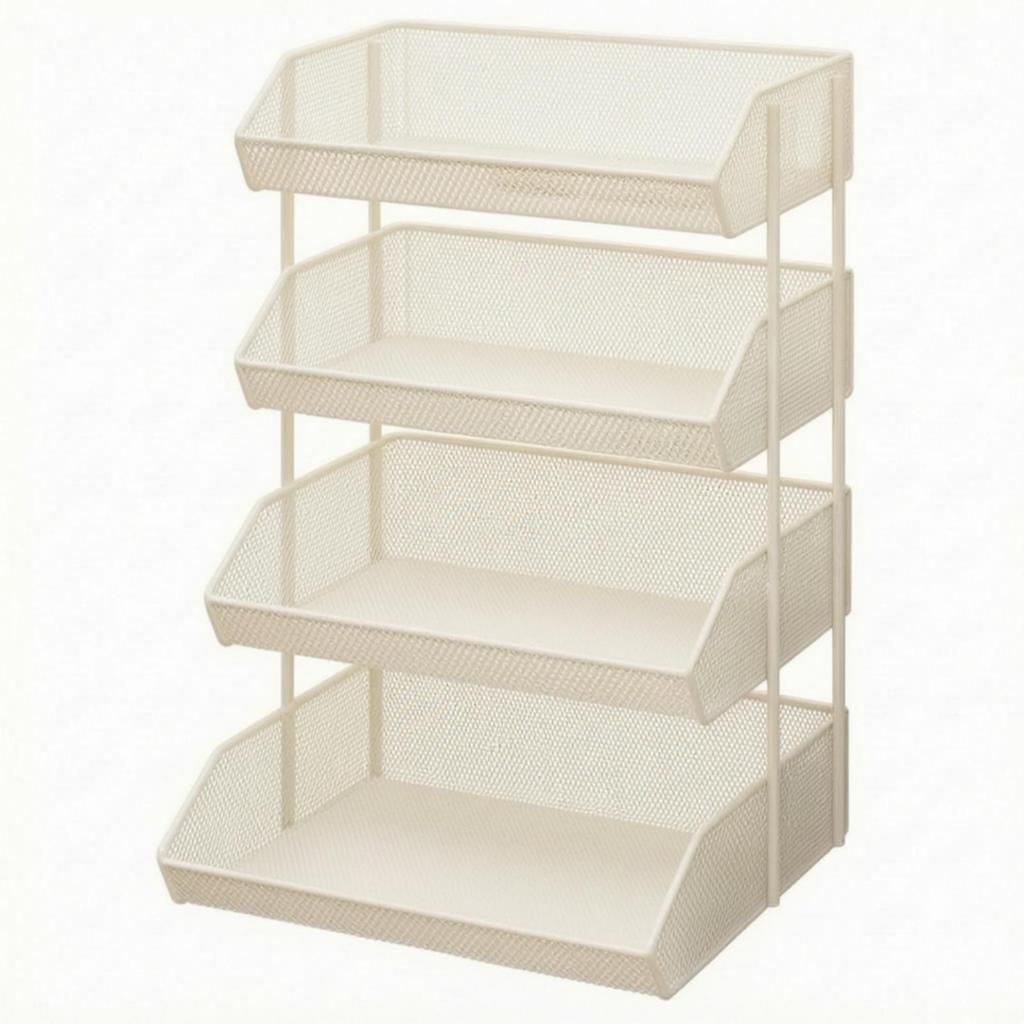Versatile Freestanding Storage Rack with Raised Rails Space-Efficient Mesh Shelf