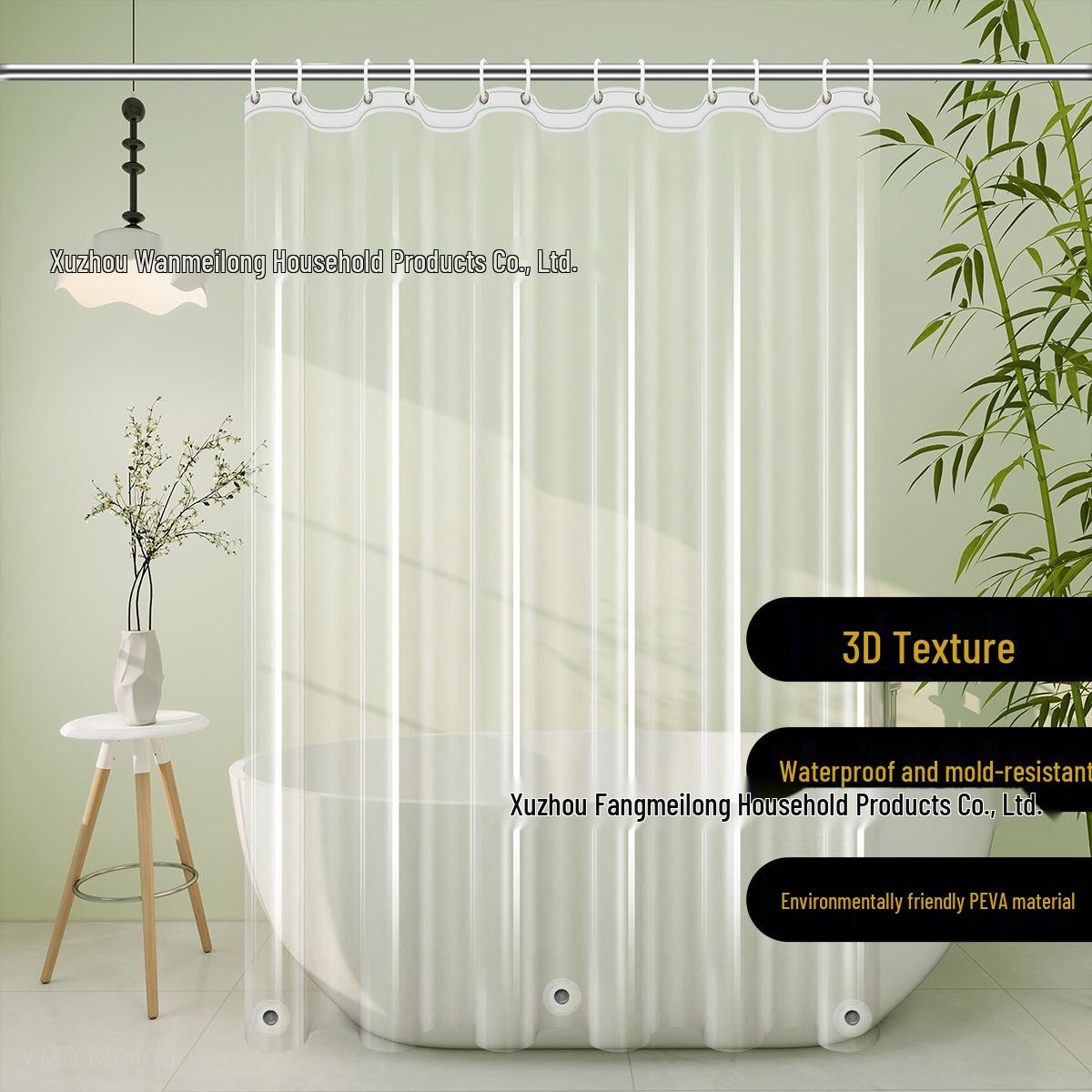 3D Transparent Waterproof Magnetic Shower Curtain - Mildew-Proof PEVA Partition Single Curtain: 80x180cm + Hooks