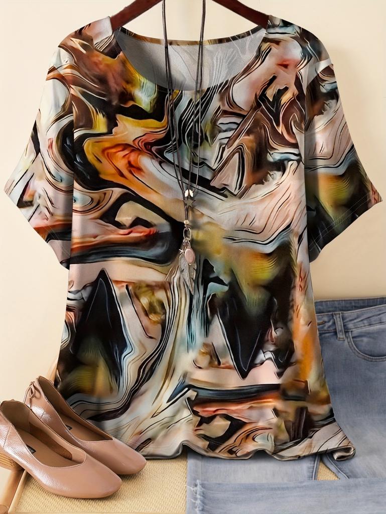 Vintage Women's Casual Loose T-Shirts Printed T-Shirt Fashion Tops Short Sleeves Tees O-Neck Oversized T-Shirt Female Clothing