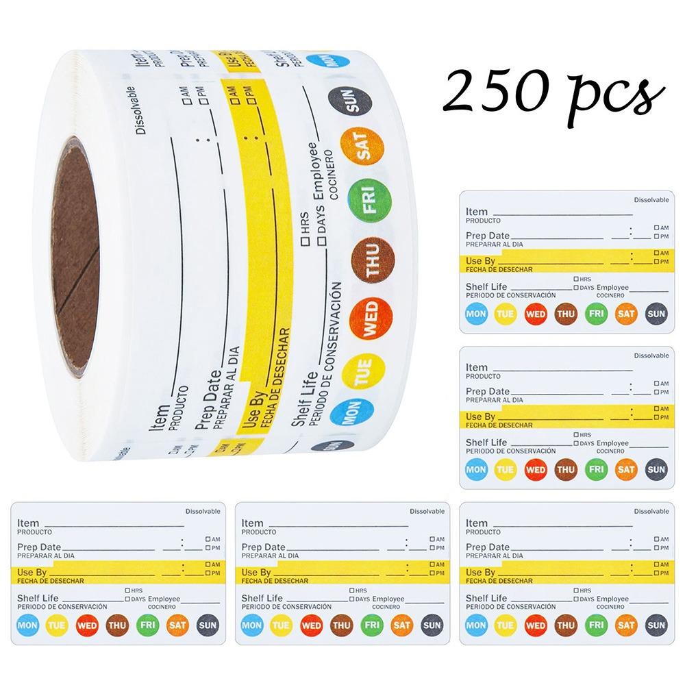 Self-adhesive Food Date Labels 250/300PCS Refridge Organization Labels  for Pantry 250pcs