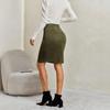 Women's High Waist Zip-Up Bodycon Midi Skirt for Fall and Winter