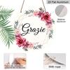 2D Flat Retro Aluminum Wall Stickers In Various Sizes. "Grazie" Watercolor Floral Thank-you Wall Hanging, with A Gentle and Fresh Style. A Perfect