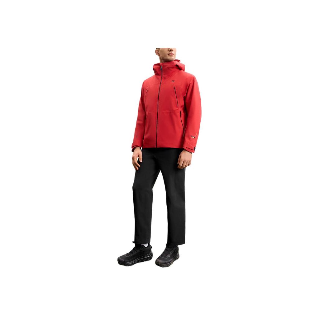 FILA Fleece Hooded Warm Two-Piece Set Waterproof Jacket Men Outerwear Dark-Rose A11M517728FWI