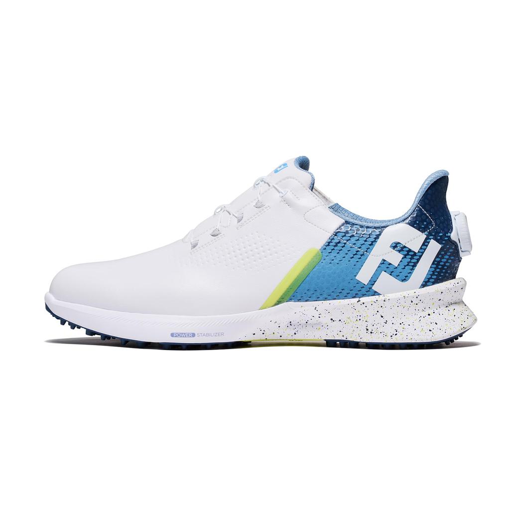 FootJoy Fuel Flash Boa Golf Shoes for 3E Men, White/Blue, 27.0 Cm,