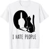 Cat Shadow I Hate People Middle Finger T-Shirt