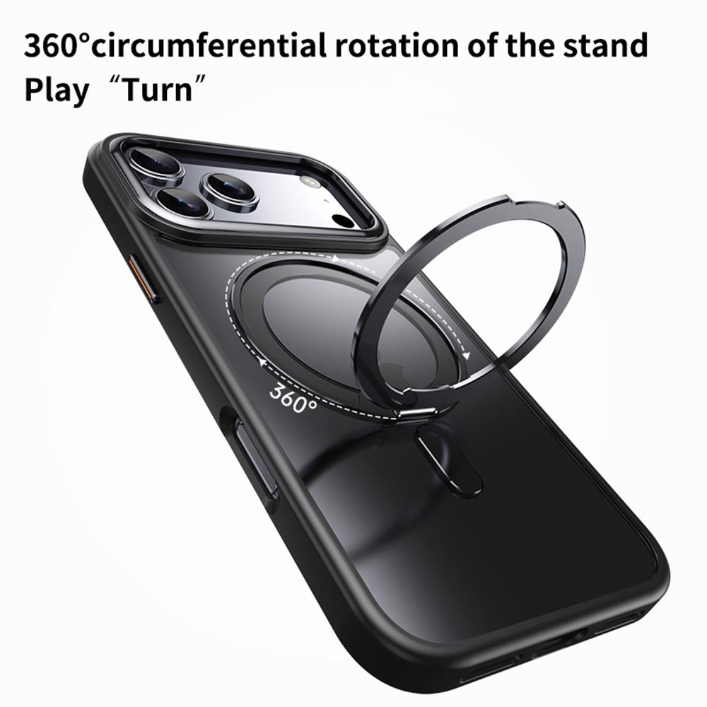 KEYSION Husă Mată Transparentă Rezistentă la Șocuri pentru MagSafe pentru iPhone 17 Pro Max 360° Suport Inel Magnetic Încărcare Wireless Acoperire Spate Telefon