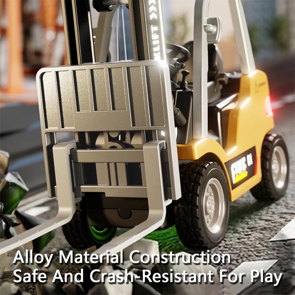 2.4G 1/64 App Remote Control Alloy Forklift Truck Mini Speed-Regulating Car With Music Led Lights Engineer Vehicle Desktop Toys