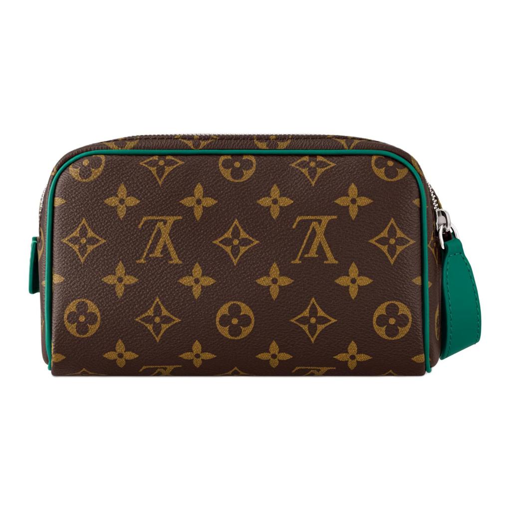 Louis Vuitton Dopp Kit Classic Logo Print Double Zipper Toiletry Bag Mini Unisex toiletry bag Brown M14911