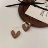 Coffee-colored heart-shaped earrings