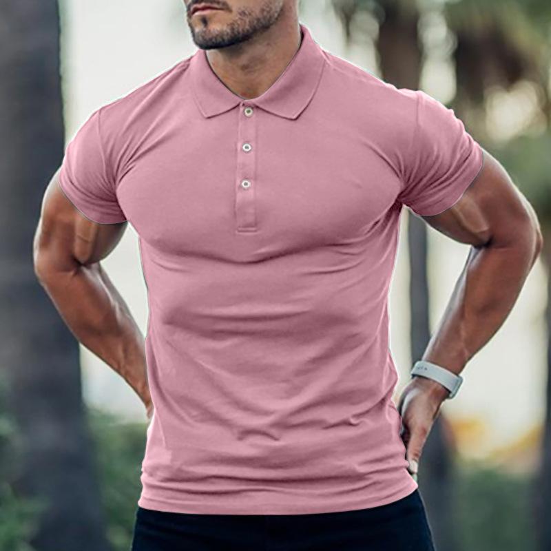 Men's Plain Short-sleeved Polo Shirt: a Casual Button-down Collared T-shirt
