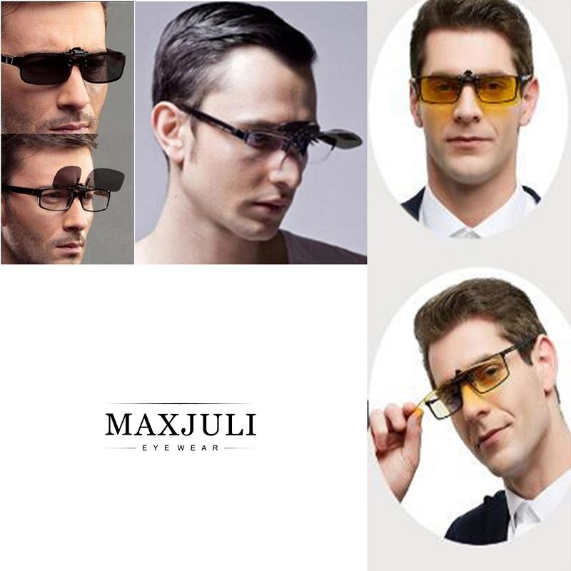 MAXJULI Car Driver Goggles Anti-UV Sun Glasses Driving Night Vision Lens Clip On Sunglasses for Men Women