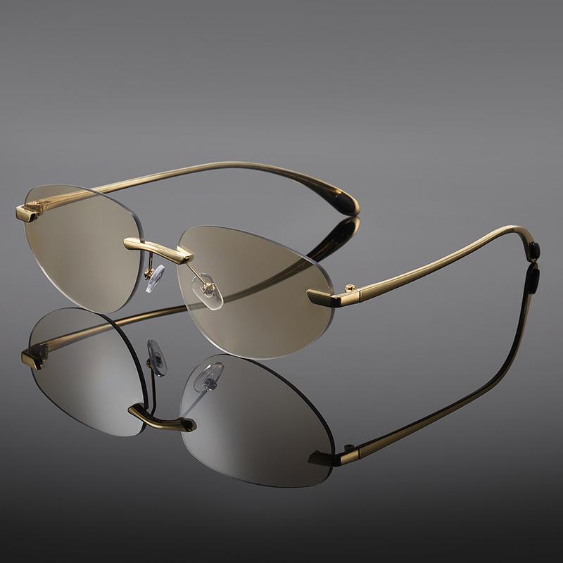 Metal Frameless Spice Girl Cat Eye Sunglasses Women'S Retro Uv Protection Premium Sense Frameless Sunglasses
