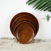 3PCS Japanese Jujube Wood Original Wood Grain Melon Fruit Dish Fruit Nut Snack Snack Wood Dish Round Wooden Plate Family Gathering Tableware