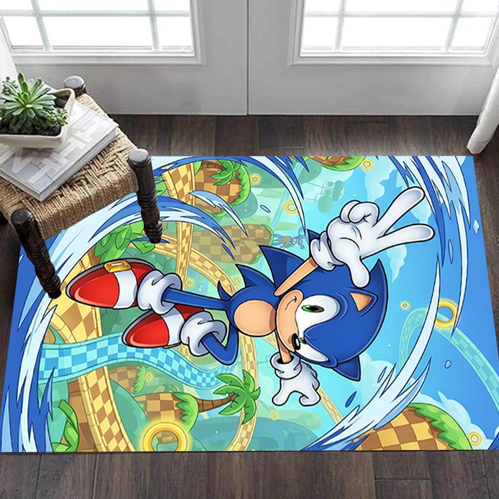 Sonic The Hedgehog Poster Decoration,Carpet,Living Room,Bedroom, Non-slip,Square rug