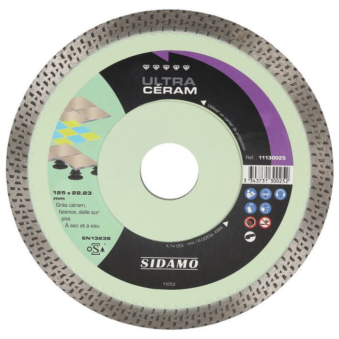 Disque Diamant Ultra Ceram D. 125 X 22,23 X H 10 Sidamo