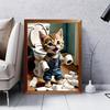 Dog Diamond Painting Cat Toilet Cartoon Diamond Mosaic Full Round Drill Embroidery Animal Decoration Living Room