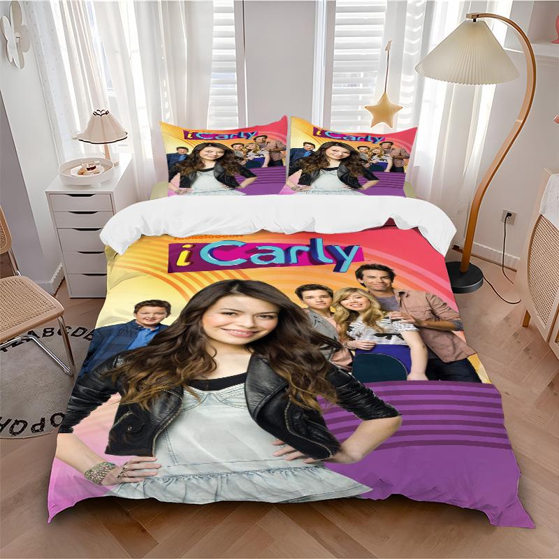 Icarly Show Bedding 3 Piece Set HD Print Duvet Cover Pillowcases for Teens Adult Bedroom Decoration Christmas Gift