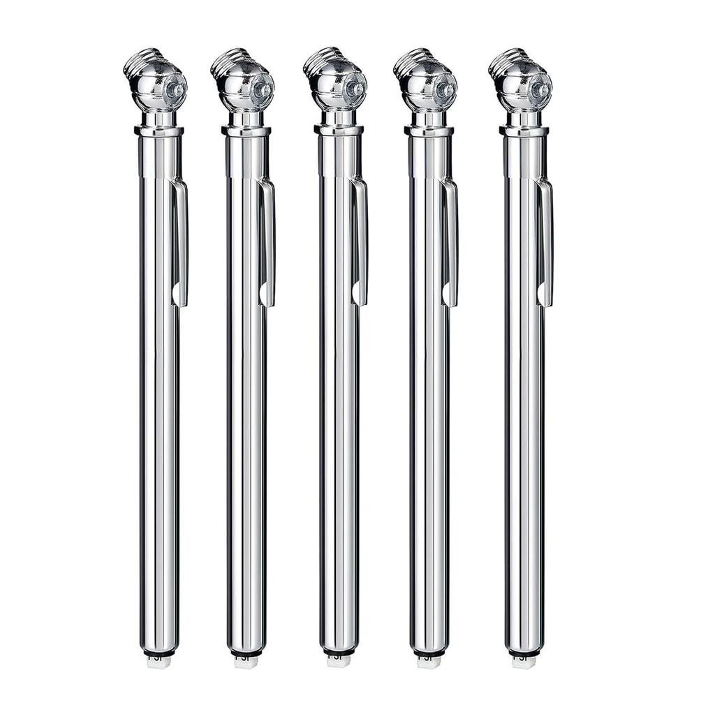 PINKJOY Pencil Tire Pressure Gauge (10-75PSI) Stainless Steel Body and Metal Made Nozzle 3 Measurements for Vehicles (3 Pack)