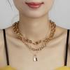 European and American New Gold Lock Stacked Multi-layer Necklace, Fashionable Personalized Chocker Collarbone Chain Necklace