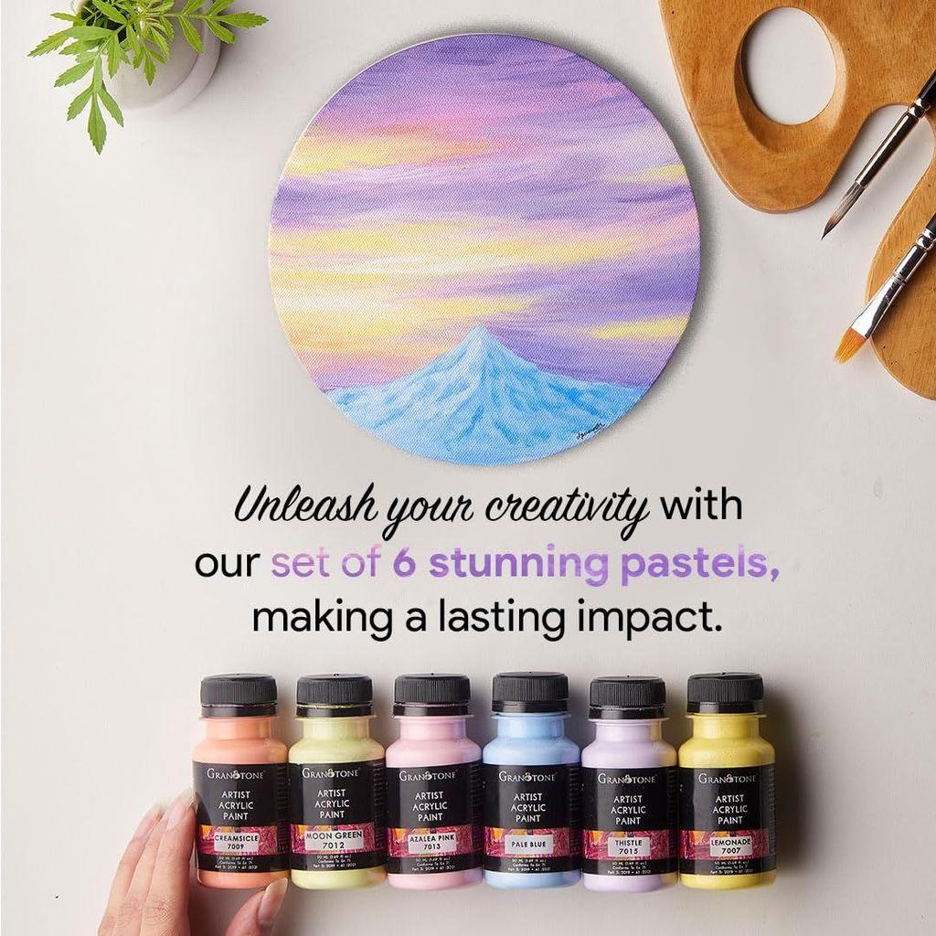 Pastel Acrylic Paint Set - 6 Beautiful Colors, 50 Ml Each - Perfect For Artists And Crafters - Multicolor