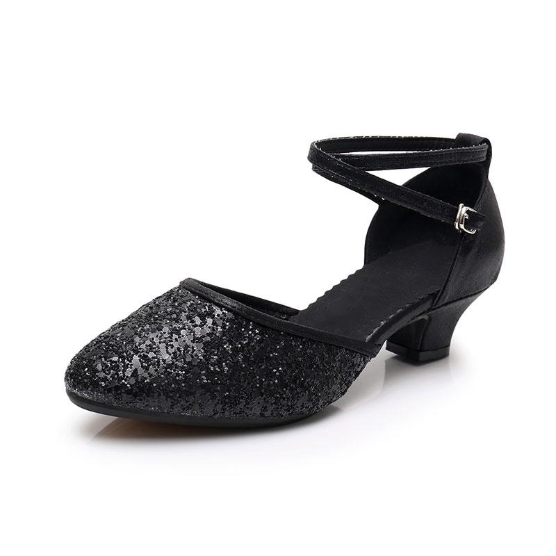 Sequins Women Girls Modern Dance Shoes Soft Rubber Sole Latin Tango Waltz Ballroom Dancing Shoes Heel 3.5cm