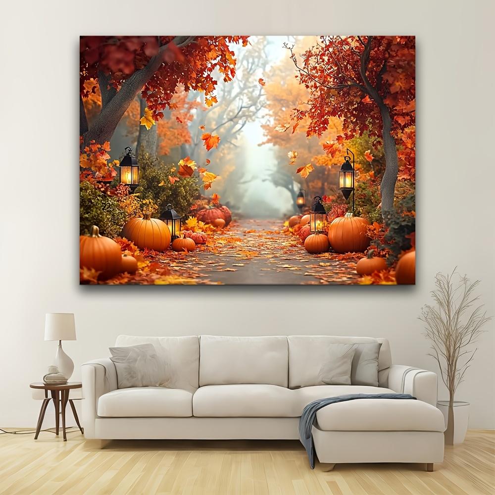 1pc Autumn Maple Forest and Pumpkin Harvest Flags, Thanksgiving Party Background, Holiday Autumn Photography Decoration