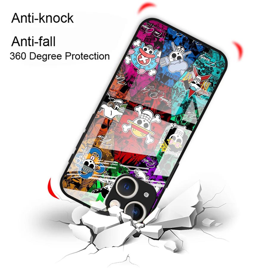 Case for iPhone 17 Pro Max 11 16 XR 13 14 8 15 Plus 12 Air Glass Phone Cover Anime OneS P-ieceS