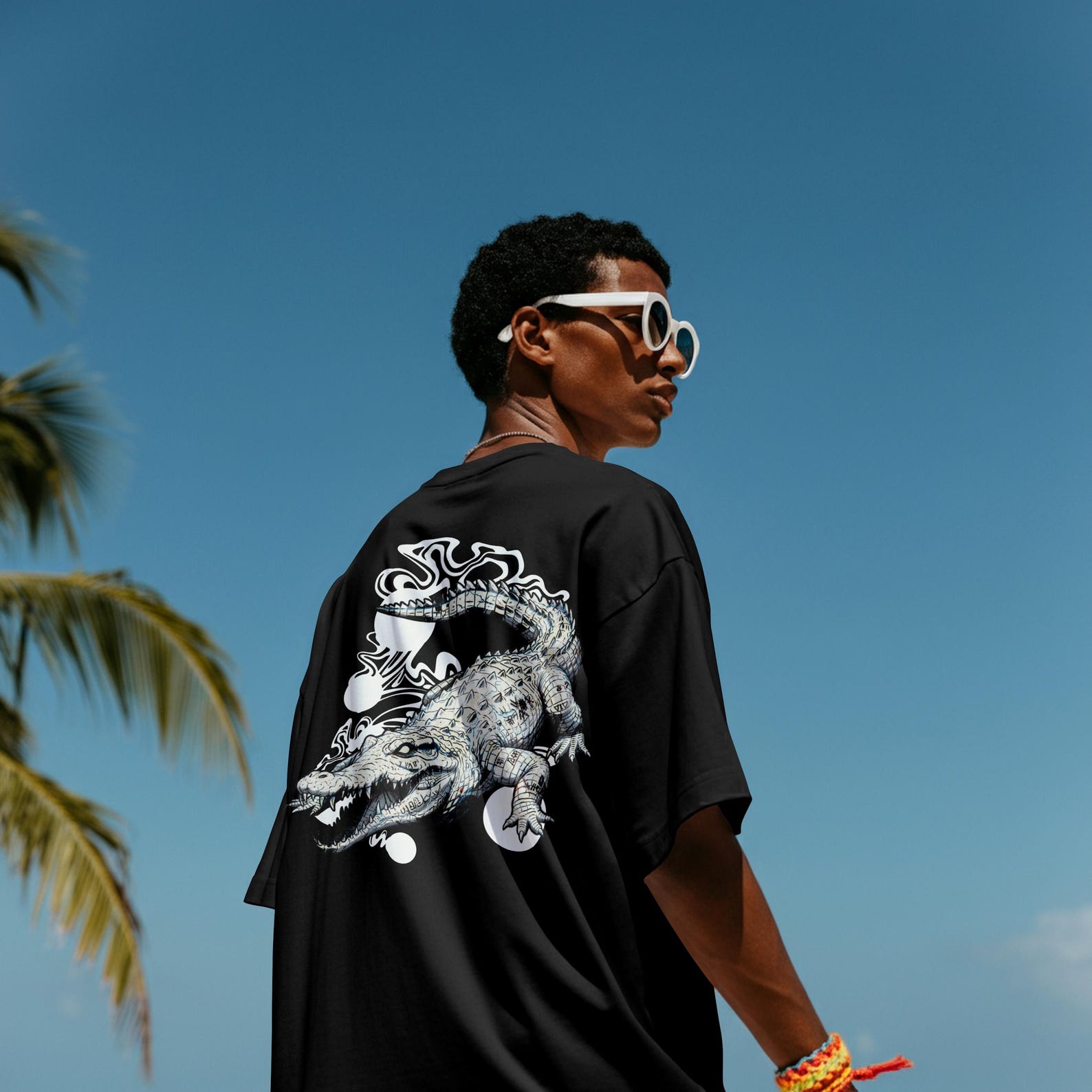 Crocodile Ghost Alligator Art T-shirt | Swamp Voodoo Abstract Street Art S