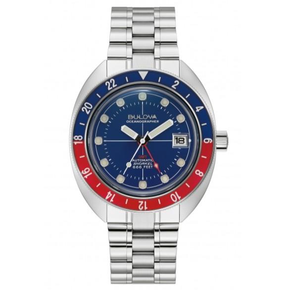 Мужские часы Bulova Oceangrapher Snorkel GMT Automatic Sapphire 41 мм 96B405 синий