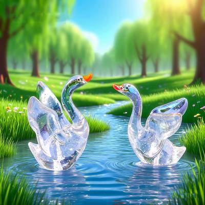 4 Stück Mini-Schwanfigur Miniatur Klarer Harz-Schwan Tierverzierung für Feengarten Mooslandschaft DIY Terrarium Bastelzubehör