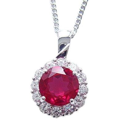 And My Jewelry SV Synthetic Ruby Carat Pendant Necklace 14206 [Your Box] 2.0 [July Birthstone] [Jewelry] [Gift Wrapped]