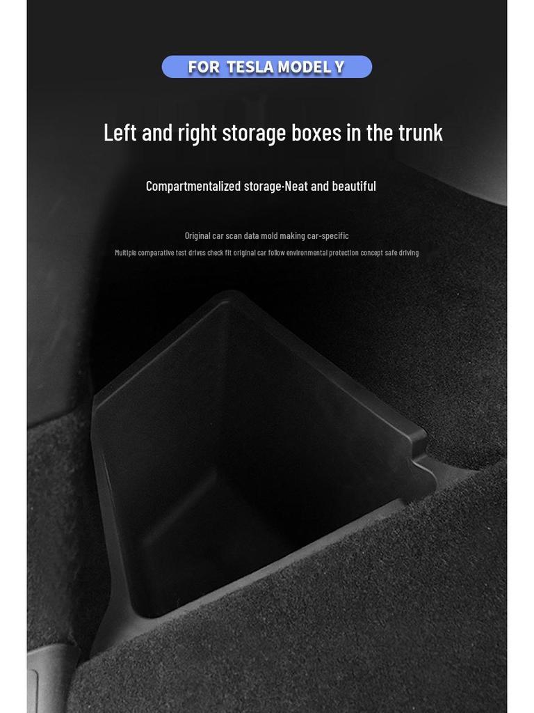 Tesla Model Y 2021-2022 Trunk Storage Boxes - Original Style Left & Right Interior Modification.