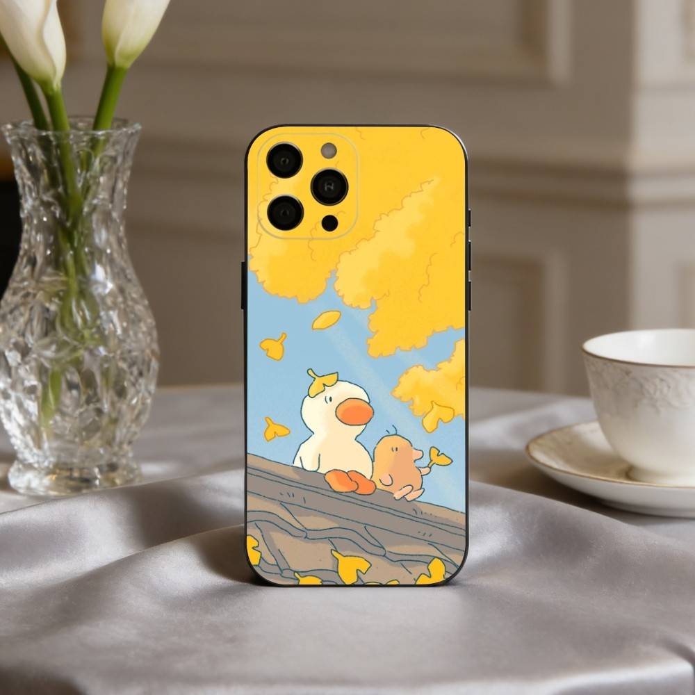 

Cute D-Doubao D-Duck Phone Case For iPhone 17,16,15,14,13,12,11 Plus,Pro Max,XS,Soft Silicone Black Cover iPhone17