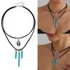 Vintage Ethnic Style Leather Cord Necklace Adjustable Length Neckchain For Casual Or Party Outfit Enhancement