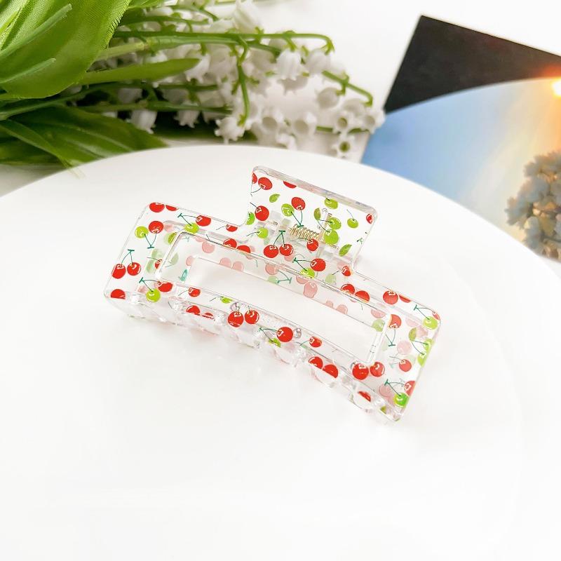 Sweet Fruit Heart-shaped Printed Grab Clip Shark Clip Simple and Fresh Semi-tied Hair Clip and Hair Accessory