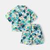 Boys' Shirts, Summer Hong Kong Style Kidsren's Clothing, Big Kidsren's Floral Shirts, Boys' Short-Sleeved Beach Suits, Vacation and Seaside Clothes