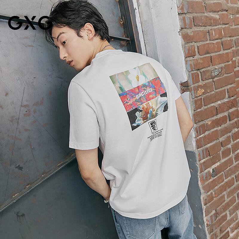 GXG Men s White Printed Crew Neck Short Sleeve T-Shirt XL