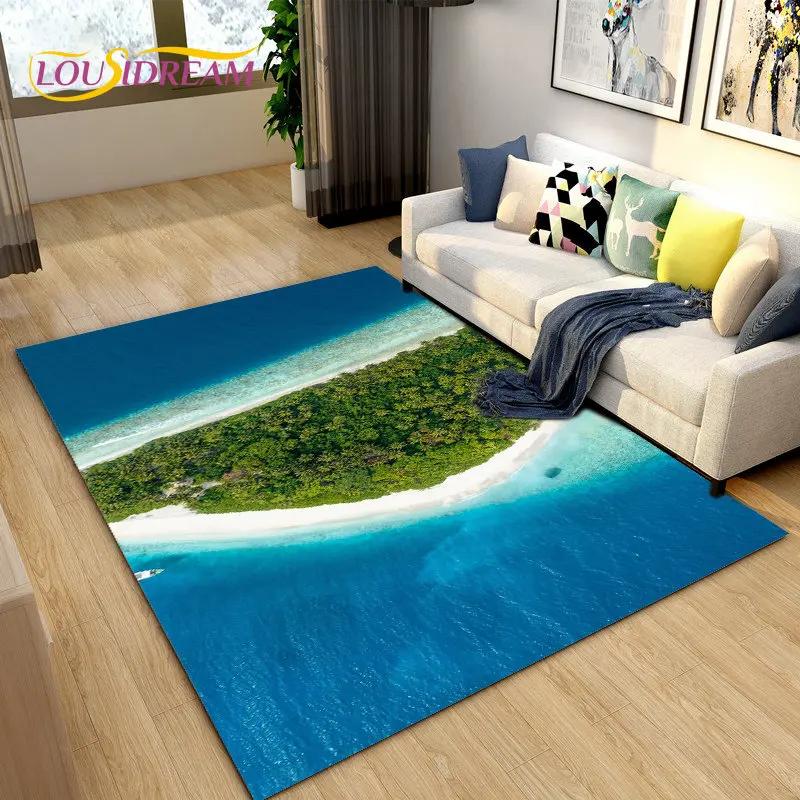 3D Ocean woda morska plaża woda sceneria dywan do składania, dywanik do salonu sypialnia Sofa wycieraczka dekoracja, dziecięca antypoślizgowa mata podłogowa