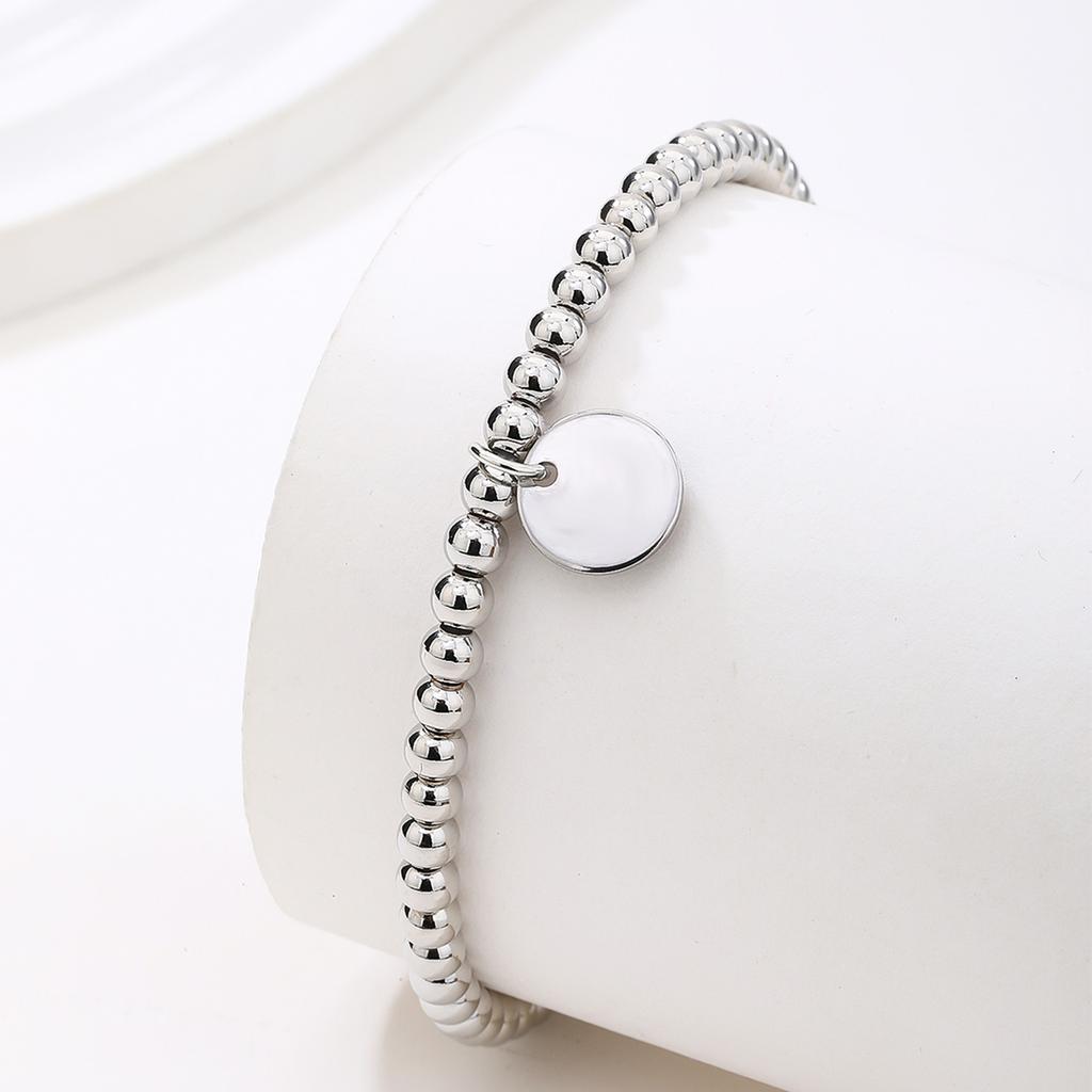 Premium Stainless Steel Stretchable Bead Bracelet Golden Sphere Design Business Casual Jewelry Accessory