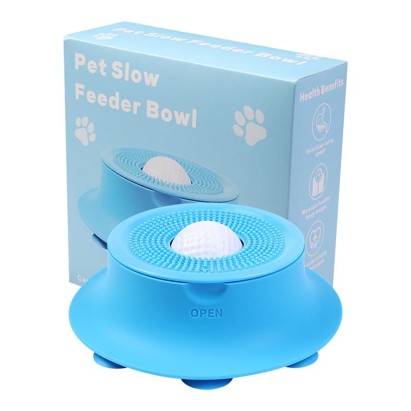 Silicone Slow Feeder Bowl with Suction and Ball, Non-Slip Licking Mat for Cats and Dogs