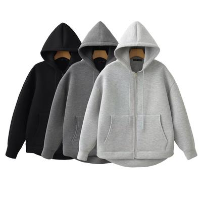Damen-Kapuzenpullover mit Reißverschluss, High Street, Unisex-Stil, Doppeltaschen, Übergröße, lockere Sweatshirts, Oberbekleidung