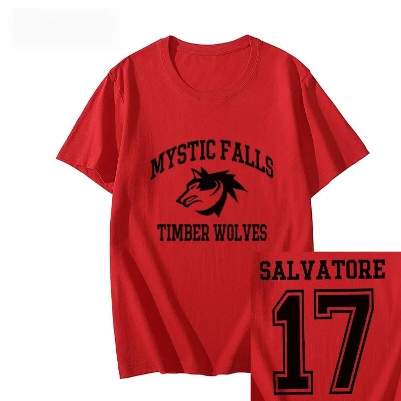 The Vampire Diaries Tshirt Women Vintage Mystic Falls Salvatore 17 Female Clothing Summer Anime Clothes Streetwear
