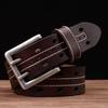 Men's Leather Double Needle Buckle Classic Tow Row Hole Jeans Belt Cowboy Hollowed Out Waistband Width:3.8cm Length:105-125cm