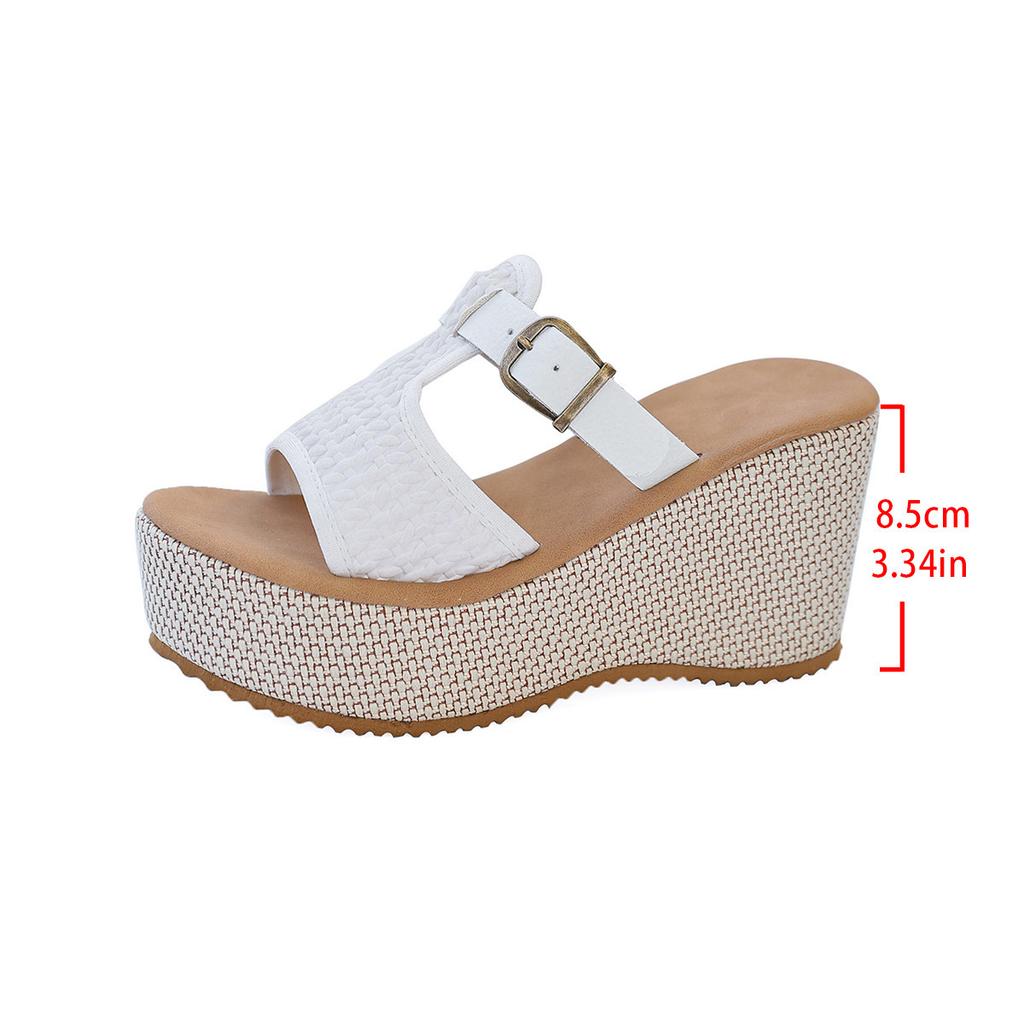 Summer 2026 Fashion Women Slip on Platform Wedges Flats Comfortable Peep Toe Plus Size Shoes for Women 36-43 Women Sandals