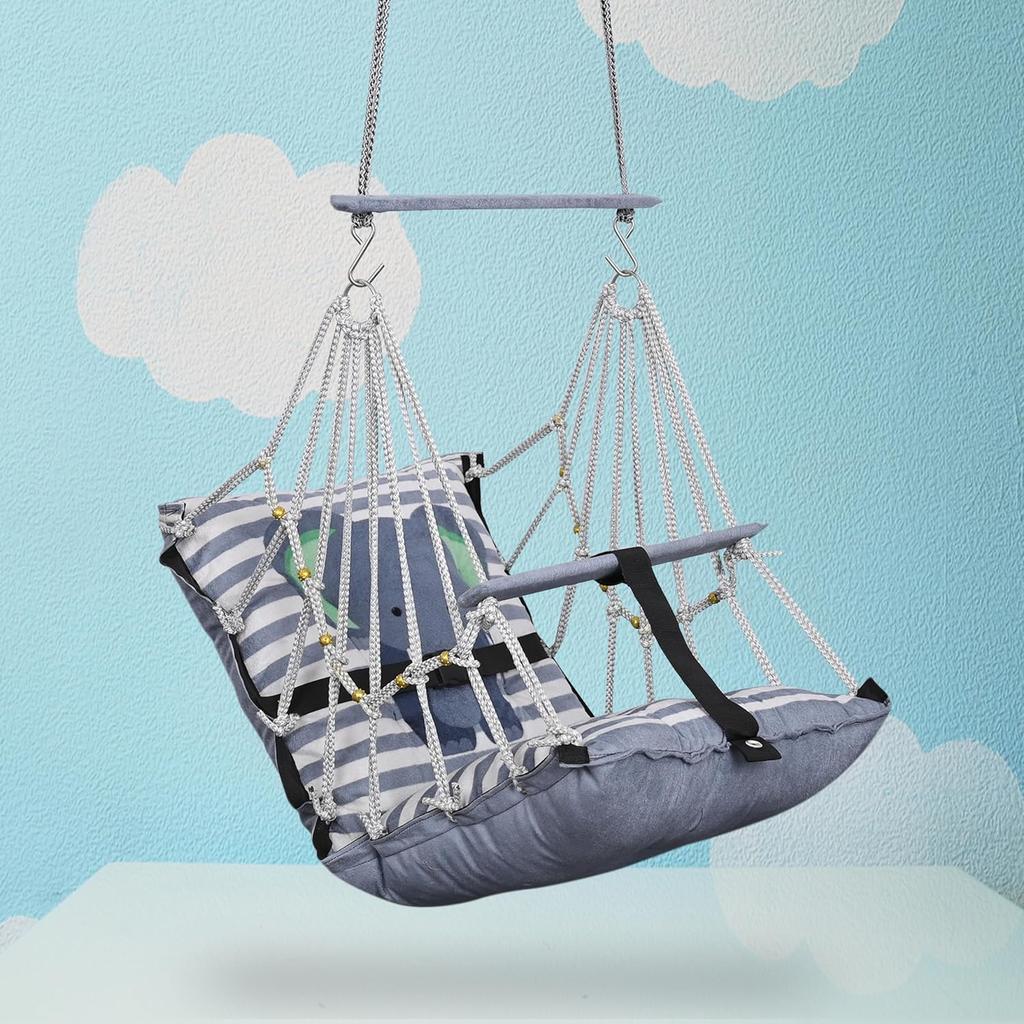 Bavlněná dětská houpačka pro děti Skládací a pratelná 1 až 5 let Dárek pro novorozeně Měkká houpačka s bezpečnostním pásem Snadno přenosná Bezpečnostní zámek