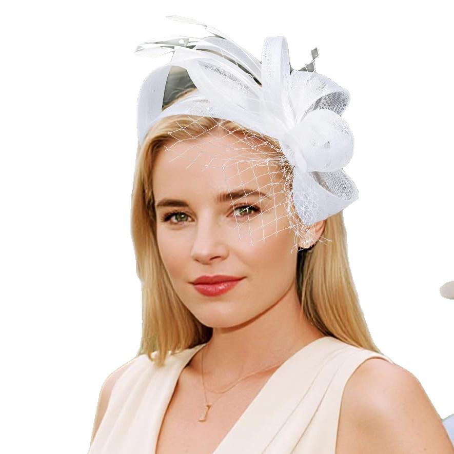 Elegante Chapéu Fascinator com Pena e Flor para Senhoras - Perfeito para Casamentos, Chás da Tarde e Eventos de Derby