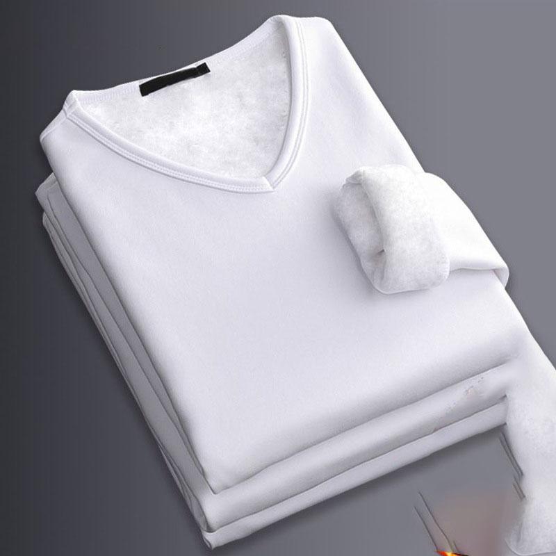 Thermal Underwear Top for Men Thick Thermal Shirt Long Sleeve Bottoming Shirt Solid Soft Plush Pullover Warm Bottoming T-shirt