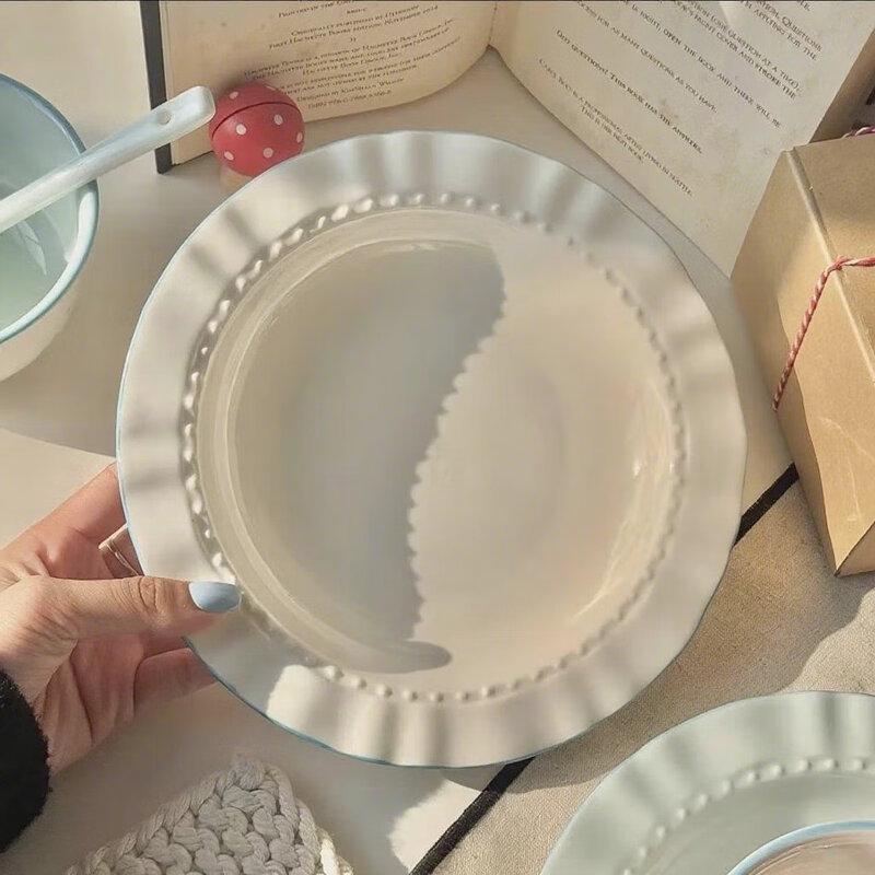 CERAMICS Cream Style 8.5-inch Ceramic Rope Plate