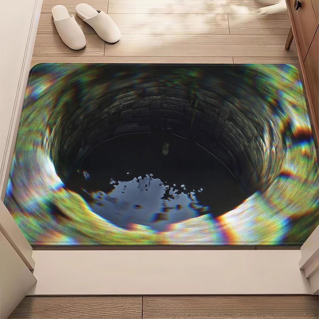 3d Waterfall Optical Illusion Floor Mat With Polyester Material For Home Entrance Use