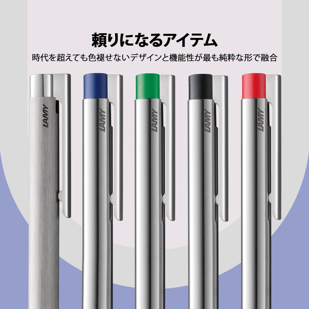 LAMY Logo 3 Colors Stainless Steel Multicolor Ballpoint Pen with Color Selection Mechanism Change Colors with One Click Includes LAMY M 21 and Red